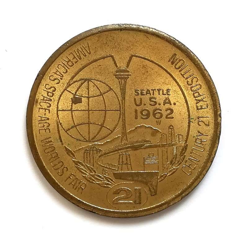 1962 USA SPACE-AGE WORLDS FAIR 1 DOLLAR TOKEN 40MM