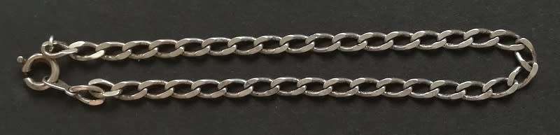 STERLING SILVER CHAIN/CHARM BRACELET 3.4G 185 X 3 MM