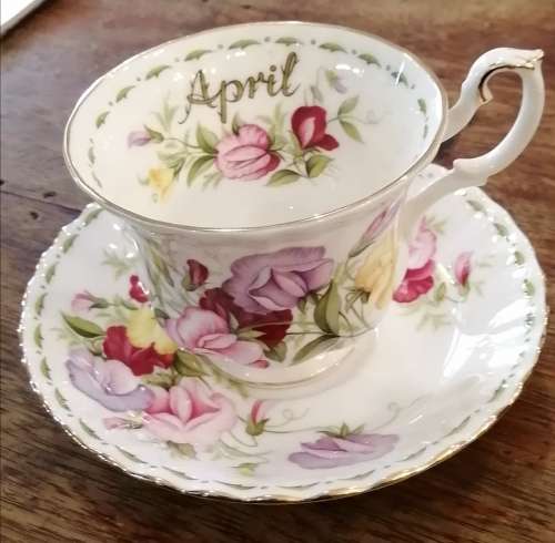 Royal Albert Duo - cup and saucer  April monTh Sweet Pea (3 available bid per Duo)