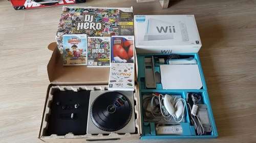 Nintendo Wii plus DJ Hero bundle and 2 x games