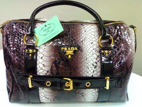 ****PRADA**** LADIES HANDBAG-BROWN-CROC