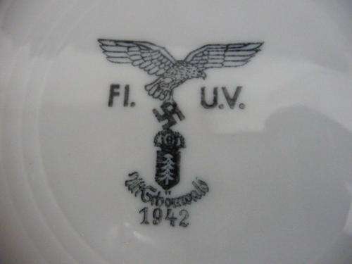 1942 Luftwaff Mess Hall Serving Plate FI U V - Flieger Unterkunft Verwaltung:Flights Barracks Admini