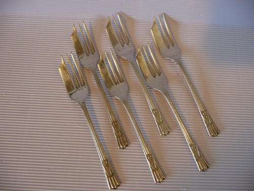 Set of Six Yeoman Plate EPNS Cake Forks - Made in England