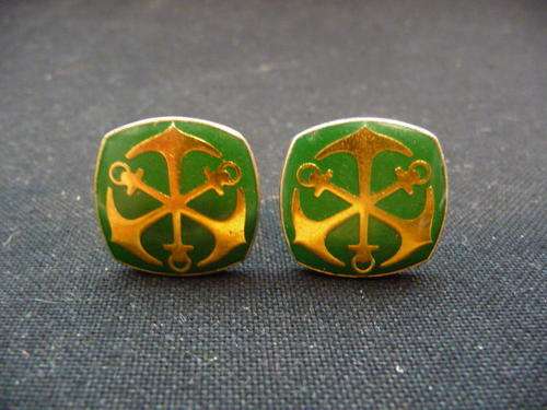Vintage Gold Colour & Green Cufflinks