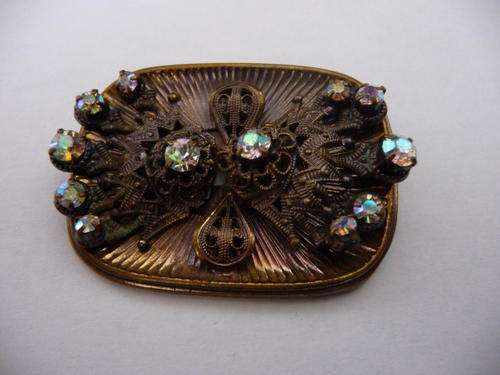 Interesting Vintage Brooch Converting into Clip-on Earrings - with Rhinestones