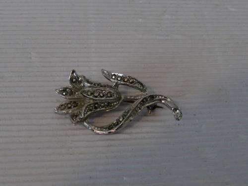 Silver Colour Marcasite Brooch