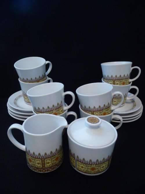 Progression Noritake Provincial Eight Cups and Saucers with Sugar Pot and Creamer - Excellent Condit