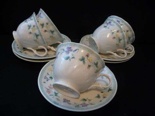Set of 5 Cups and Saucers - Regent Bone China English Garden