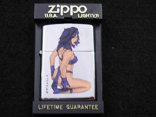 Pinup girl in purple outfit zippo lighter in mint condition 1997 @@@ Crazy R1 Start
