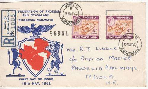 SACC 25 on Rhodesia Railways FDC - 15 May 1962 - as per photo