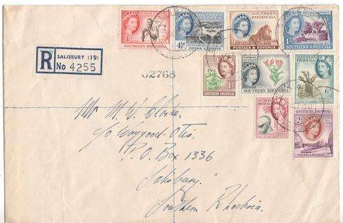 SACC 80-88 on Salisbury registered cover of 3 September 1953 - as per photo