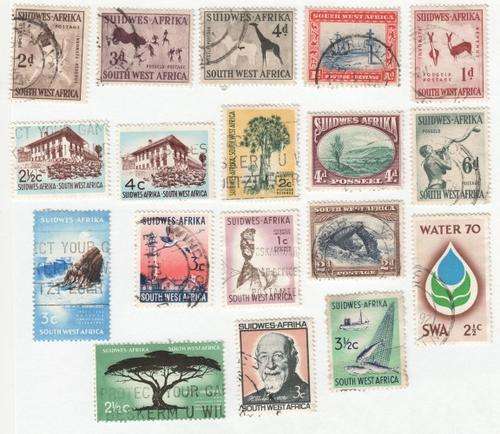 South West Africa - lot of 18 old SWA stamps - all used - as per photo