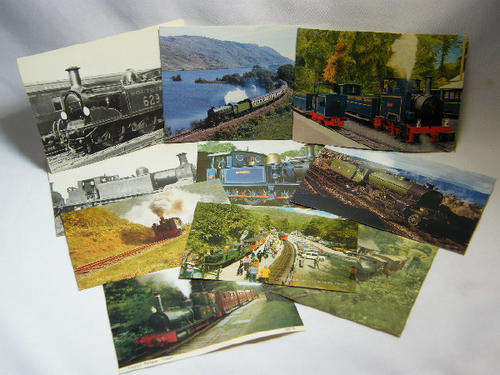 Lot of 10 vintage railway themed postcards - as per photo