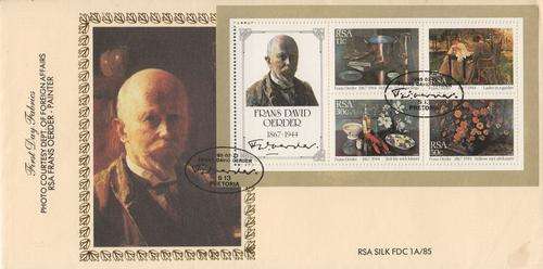 RSA silk FDC 1A/85 - Frans Oerder - no 240/600 - First day Fabrics - as per photo