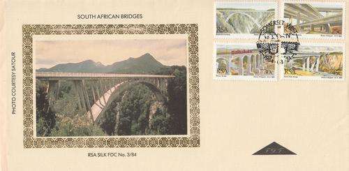 RSA Silk FDC 3/84 - South African bridges - no 93 of 600 - First day fabrics - as per photo