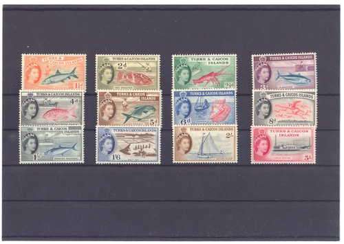 1957 Turks and Caicos Islands mint stamps from SG 238 to SG 249