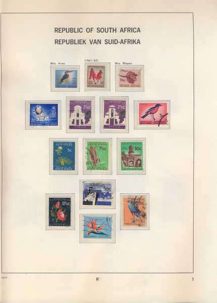 Pre-printed South Africa stamp album- 1961 to 1994-more than 450 stamps - mint and used
