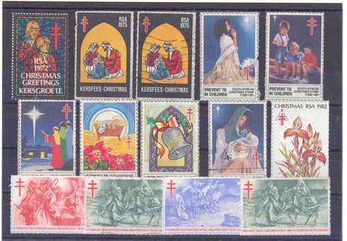 Lot of 14 old South African Christmas stamps