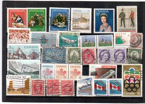 Lot of 55 Canadian Stamps - nice variety of Canadian stamps
