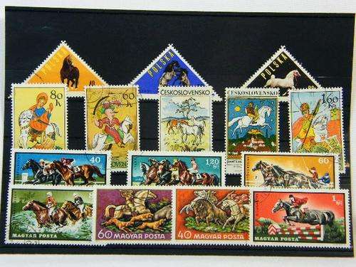 Collection of 15 thematic horse stamps - as per photo