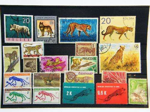 Collection of 20 thematic predator stamps - as per photo