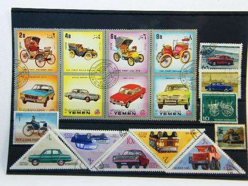 Collection of 18 thematic vehicle stamps - as per photo