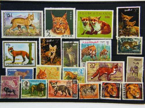Collection of 20 thematic predator stamps - as per photo