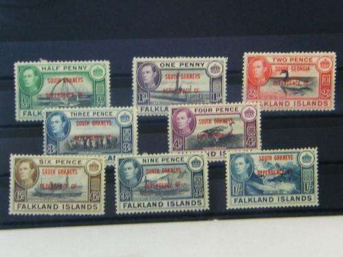 South Orkneys - Falkland Islands dependency 1944 set of C1 - C8 stamps - book value of R500
