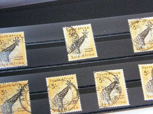 South Africa - postmarks on SACC 162 giraffe stamps - as per photo