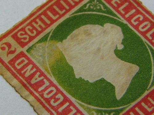 Heligoland 2 schilling mint stamp with color flaw - SG 3 - as per photo