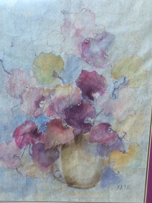 Watercolor on organic paper painting by KATE - possibly Kate Browning Word - as per photo