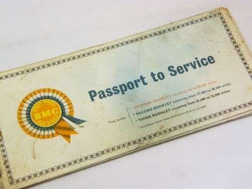 BMC Passport to service booklet with maintenance service vouchers - some loose