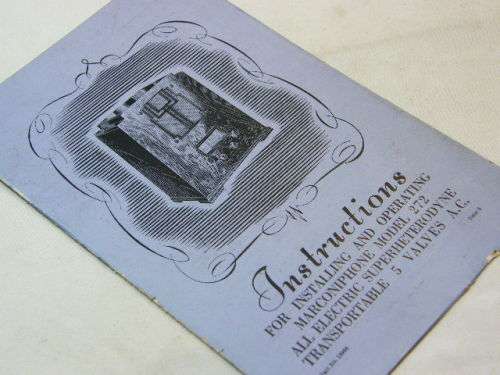 Instructions booklet for installing and operating marconiphone model 272 - issue 5