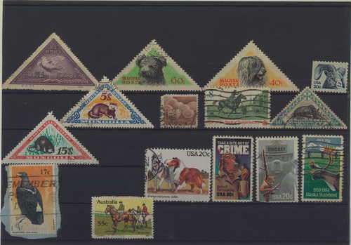 Lot of 15 animal themed stamps