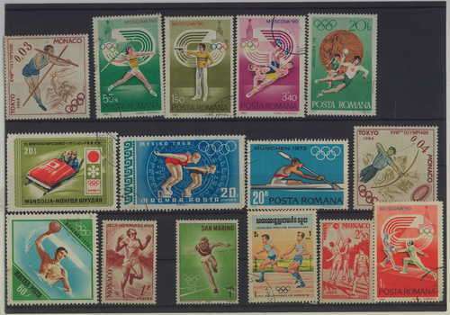 Lot of 15 Olympics themed stamps