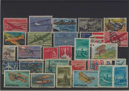 Lot of 28 Aircraft themed stamps