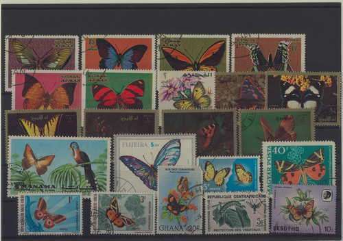 Lot of 22 butterfly themed stamps