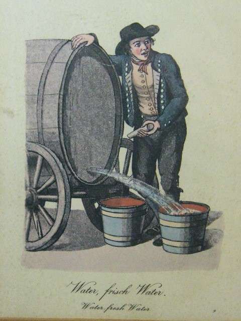 Vintage `Water, fresh water` printing in frame