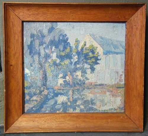 Oil on board painting by M Booysen in 1945