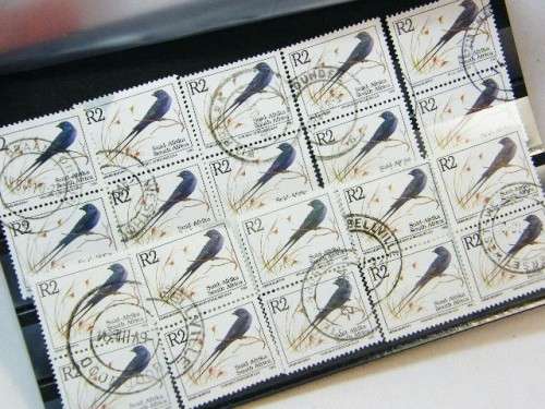 Lot of South Africa R2 stamps with postmarks