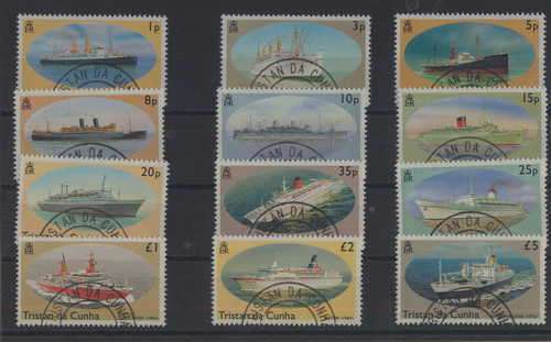 Tristan Da Cunha 1994 ship series used set of 12 stamps