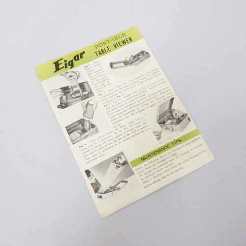 Eigar Portable Table Viewer Instructions and Maintenance tips leaflet