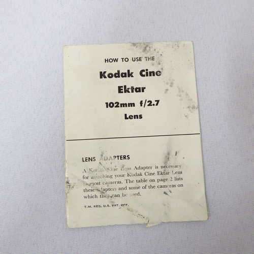 How to use the Kodak Cine Ektar 102 mm f/2.7 lens instruction manual