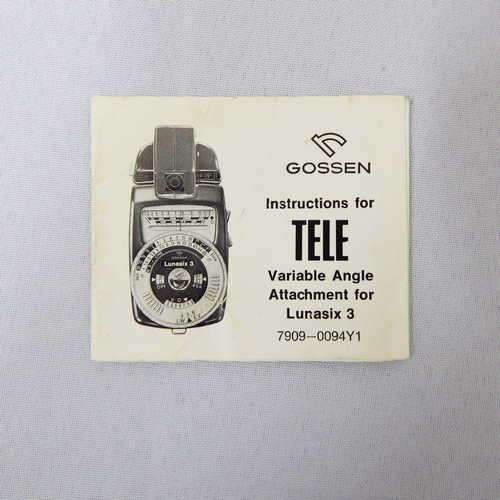 Gossen Tele variable angle attachment for Lunasix 3 instruction manual
