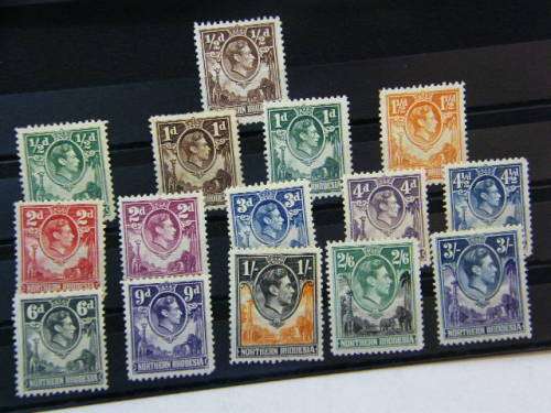 Northern Rhodesia - Lot of 15 stamps - Gibbons 25-28, 30, 32-34, 36-42