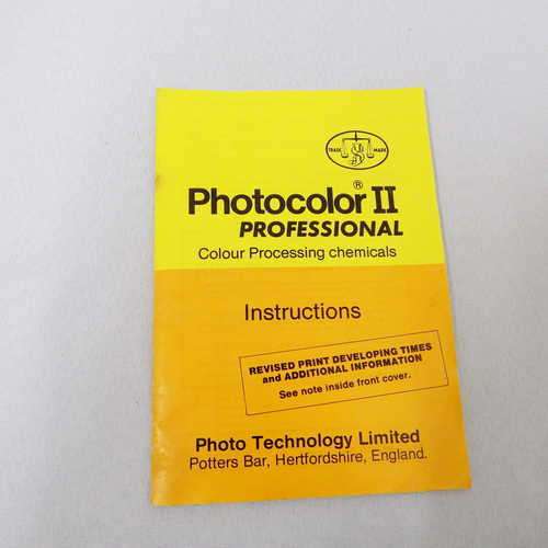 Trade Mark Photocolour professional colour processing chemicals instructions