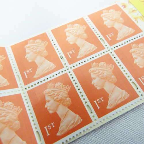 Royal Mail stamps book of 10 first class stamps - `Brighten up someone`s day!`