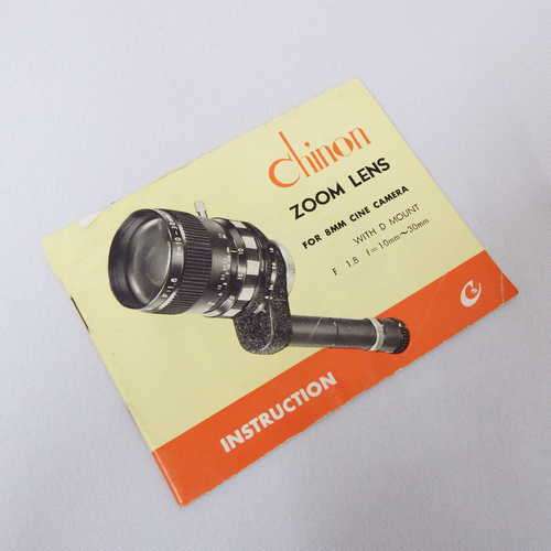 Chinon Zoom Lens for 8mm Cine Camera with D Mount instruction manual