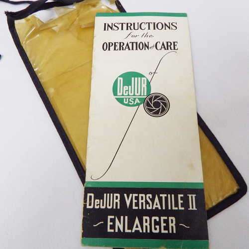DeJur Versatile II Enlarger instruction manual in original pouch