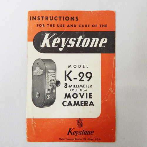 Keystone Model K-29 8 - Millimeter roll film movie camera instruction manual